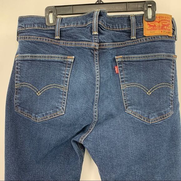Levis 514 Men's Straight Fit Size 38x 30 dark Wash - Picture 11 of 13